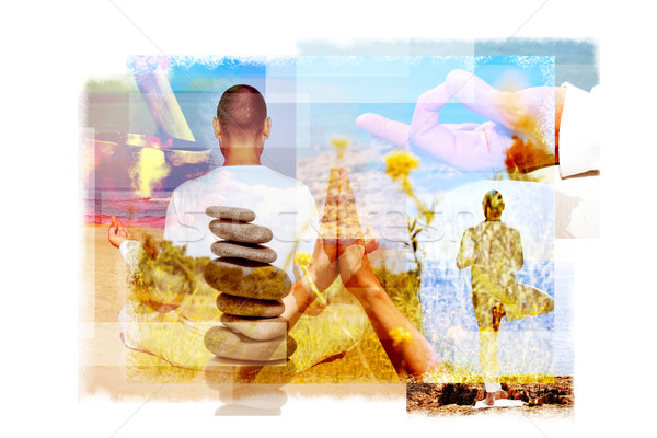 multiple exposures of a yogi in different yoga positions Stock photo © nito