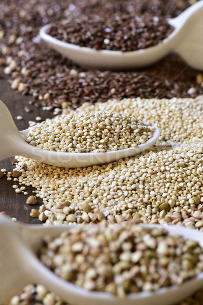 seeds of buckwheat, quinoa and brown flax Stock photo © nito