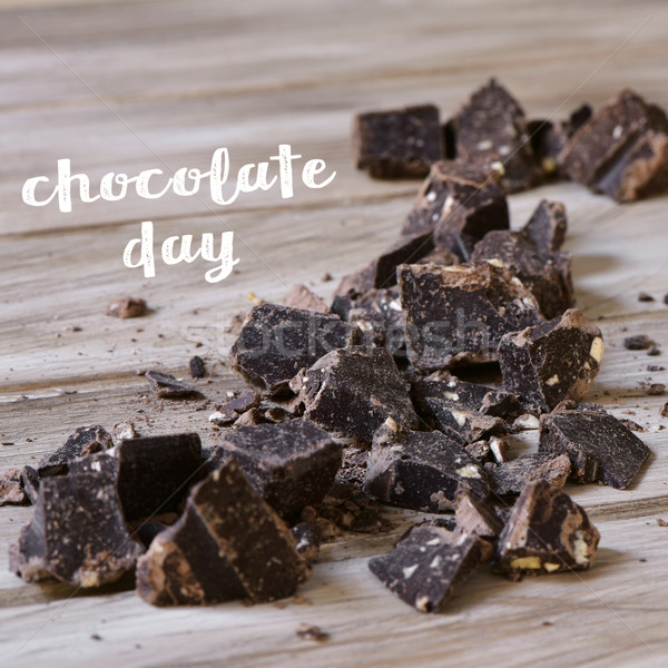 Chocolate oscuro texto chocolate día piezas rústico Foto stock © nito