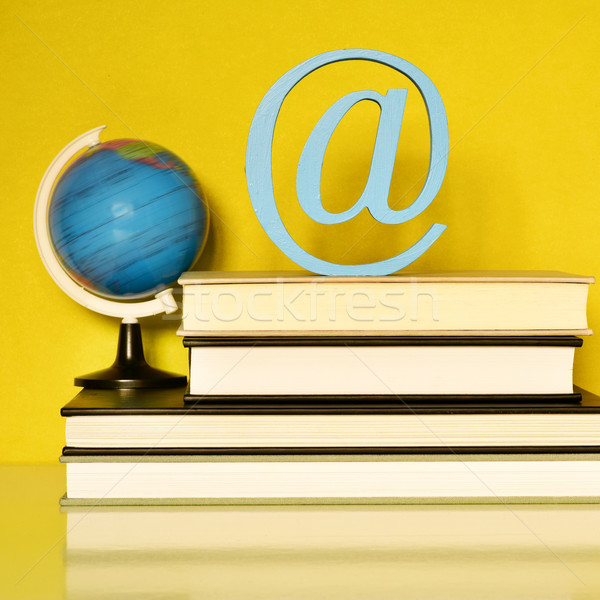 globe, books and at sign Stock photo © nito