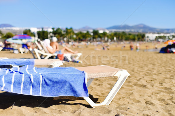 Plajă Spania oameni de nerecunoscut insulele canare apă Imagine de stoc © nito