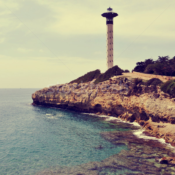 lighthouse in Torredembarra, Spain, with a retro effect Stock photo © nito