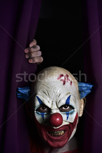 Stockfoto: Scary · kwaad · clown · fase · uit