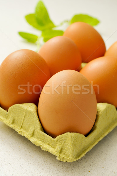 brown eggs in an egg carton Stock photo © nito