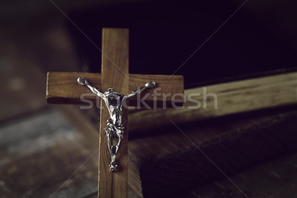 Stock photo: old christian crucifix