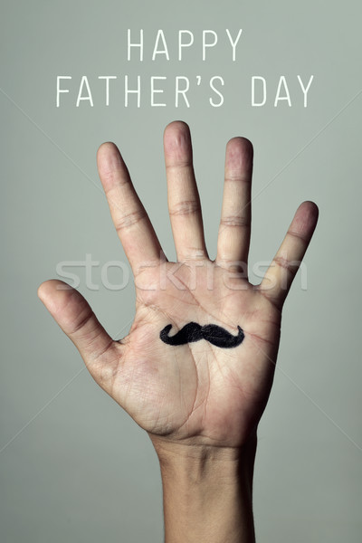 Moustache texte jour de pères heureux Palm jeune homme [[stock_photo]] © nito