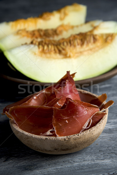 spanish melon con jamon, serrano ham with melon Stock photo © nito