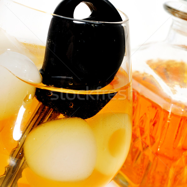 car key into a glass with liquor, drunk driving Stock photo © nito