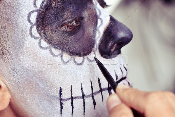 man making up as a mexican sugar skull Stock photo © nito