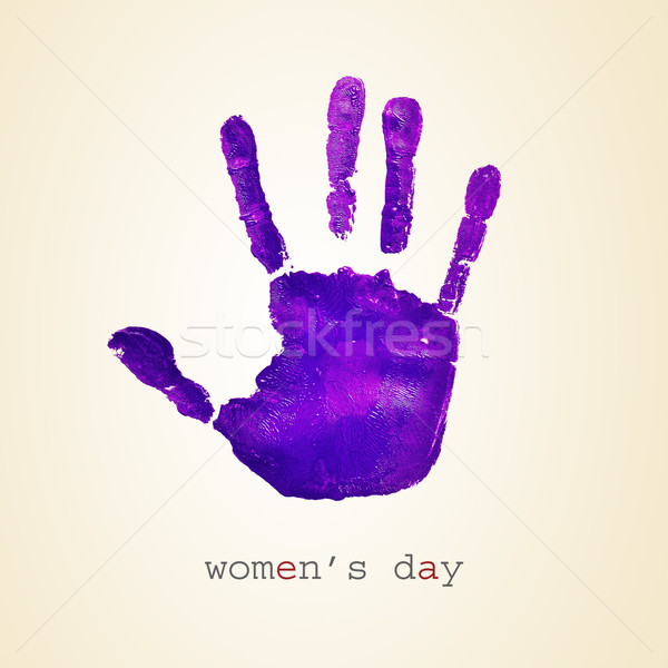 violet handprint and text womens day Stock photo © nito