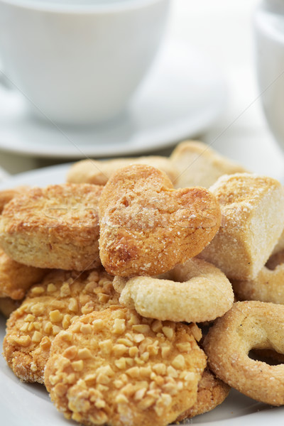 Foto stock: Té · galletas · primer · plano · diferente