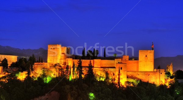 La alhambra Espanha ver noite paisagem Foto stock © nito