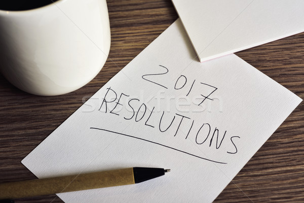 coffee and text 2017 resolutions Stock photo © nito