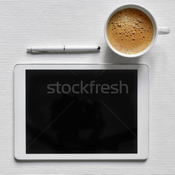 coffee and tablet computer with a black blank space Stock photo © nito