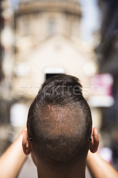 man taking a photo of the Pilar in Zaragoza, Spain Stock photo © nito