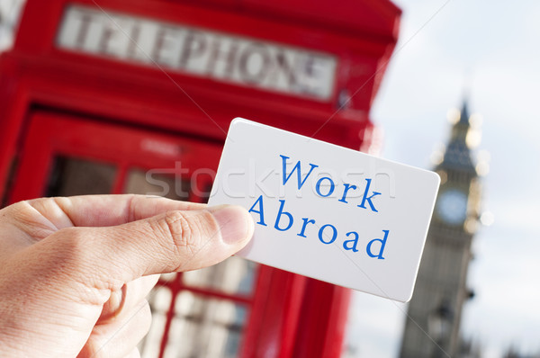 text work abroad in a signboard with the Big Ben in the backgrou Stock photo © nito