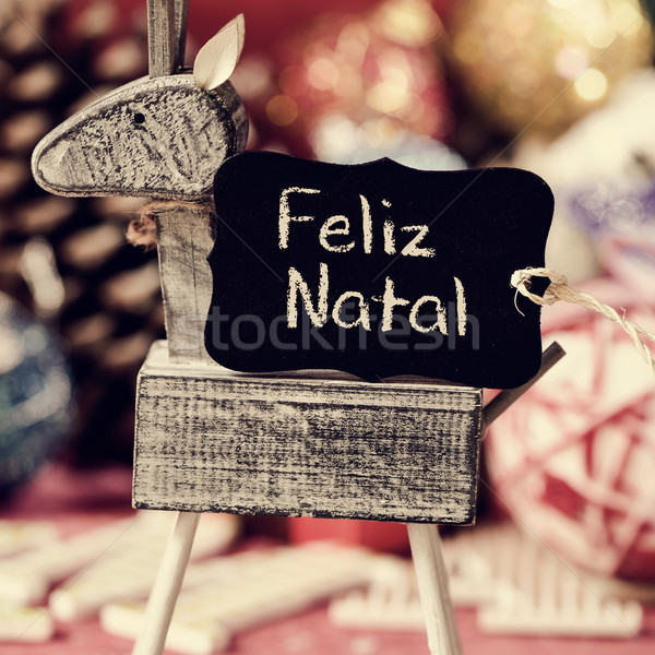 reindeer and text feliz natal, merry christmas in portuguese Stock photo © nito