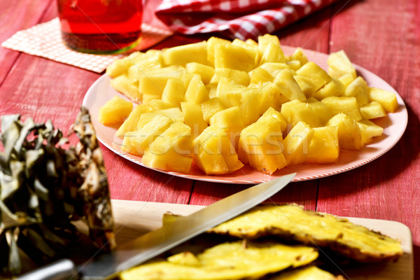 diced pineapple on a wooden table Stock photo © nito