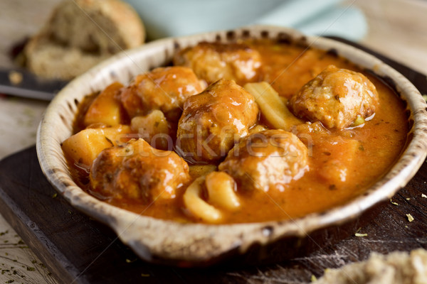 spanish albondigas con sepia, meatballs with cuttlefish Stock photo © nito