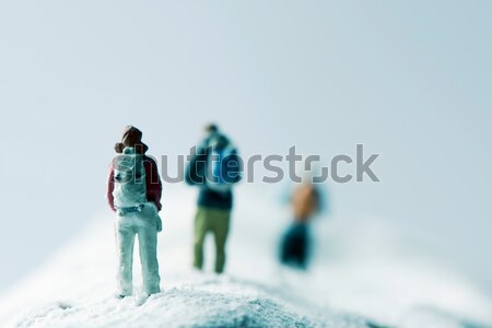 miniature hikkers in a snowy landscape Stock photo © nito