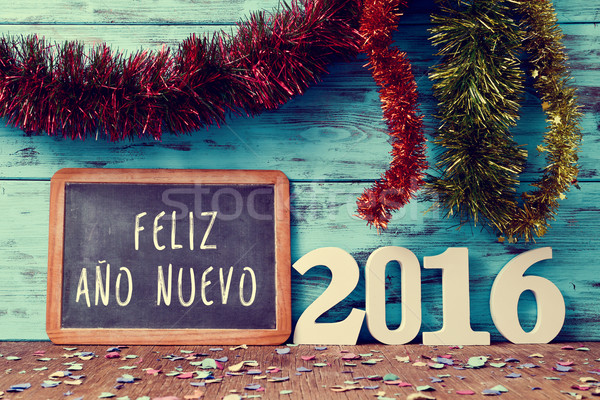 text feliz ano nuevo 2016, happy new year 2016 in spanish Stock photo © nito