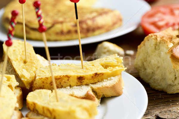 tortilla de patatas, spanish omelet, served as tapas Stock photo © nito