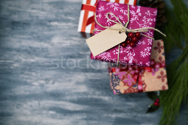 cozy christmas gifts wrapped in nice papers Stock photo © nito