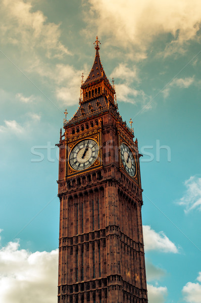 Foto d'archivio: Big · Ben · Londra · Regno · Unito · view · nuvoloso