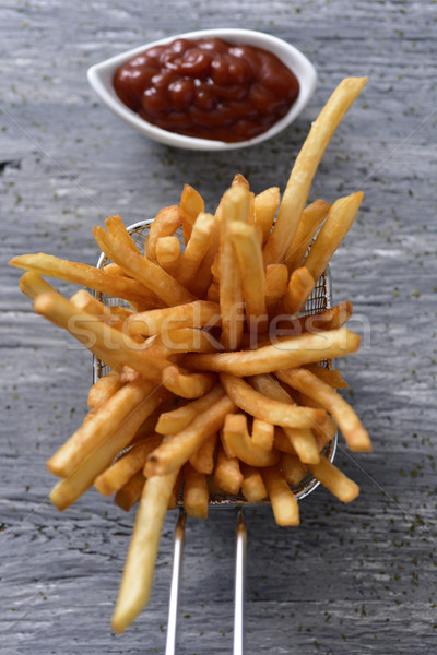 Appétissant frites françaises métallique panier servi blanche Photo stock © nito