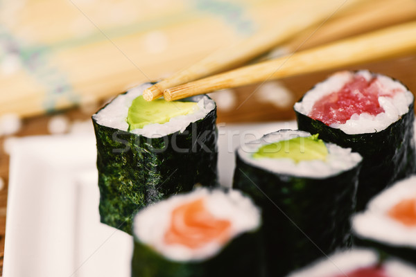 tray with an assortment of makizushi Stock photo © nito