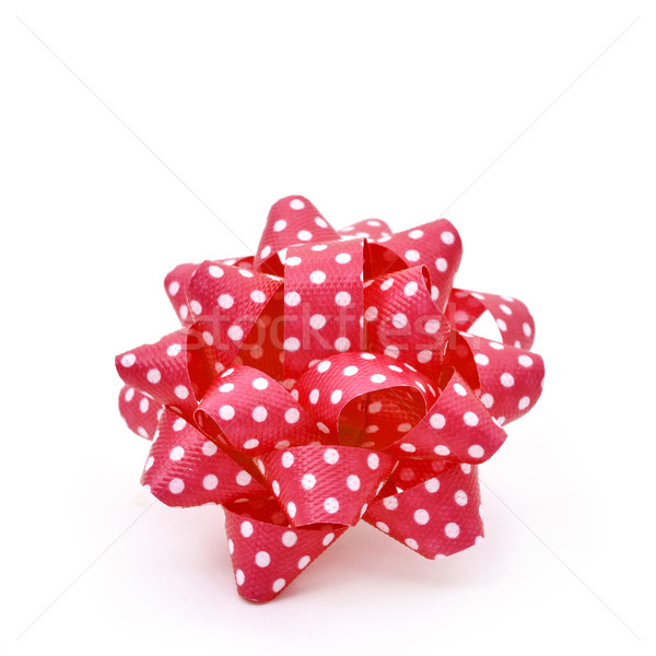 red gift puff bow patterned with white dots Stock photo © nito