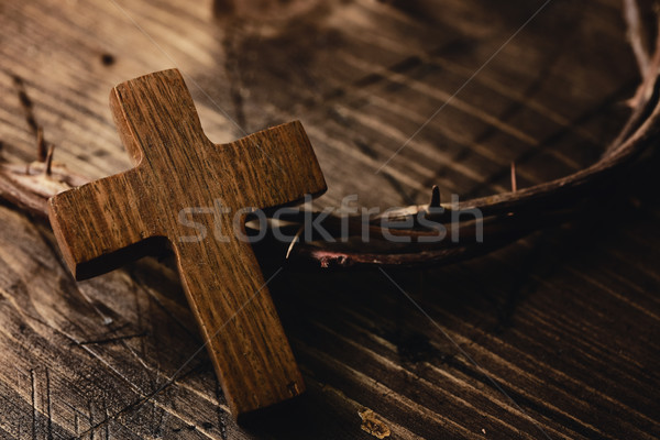Kreuz Krone jesus christ wenig Stock foto © nito