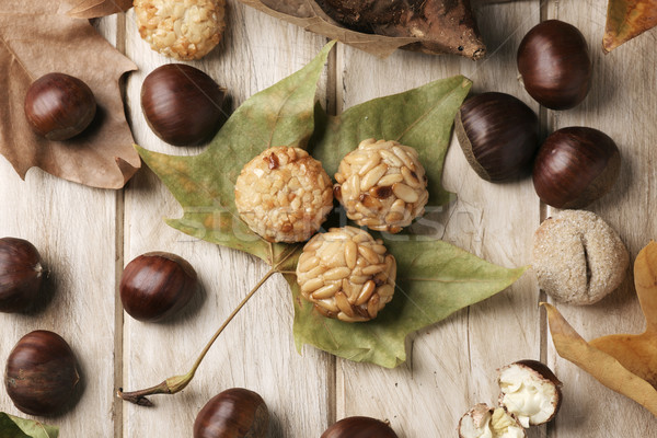 Stock photo: chestnuts and panellets, typical of Catalonia