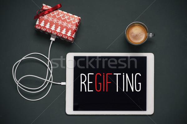 gift and text regifting in a tablet Stock photo © nito