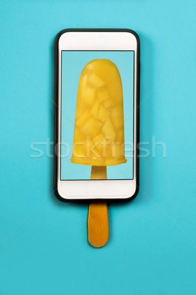 Stock foto: Hausgemachte · natürlichen · Eis · Pop · Smartphone · Bild