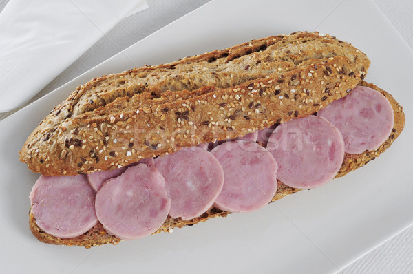 Turcia şuncă submarin sandwich paine integrala de grau set Imagine de stoc © nito