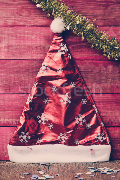 santa hat, tinsel and confetti, filtered Stock photo © nito