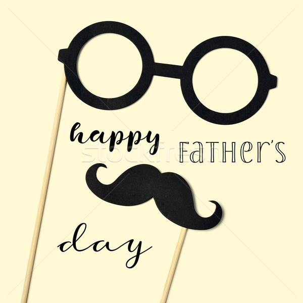 eyeglasses, mustache and text happy fathers day Stock photo © nito