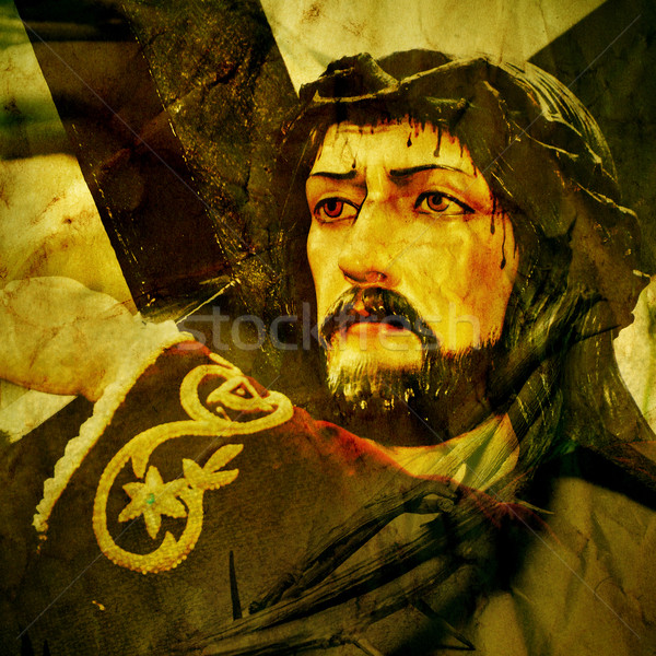 Jesus Christ carrying the Holy Cross, with a retro effect Stock photo © nito