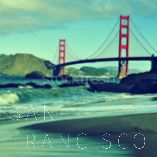 the text San Francisco and the Golden Gate Bridge Stock photo © nito