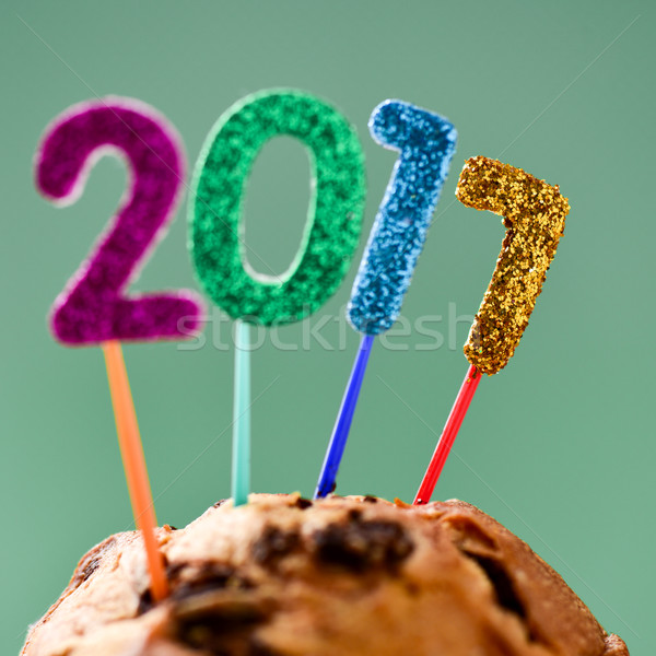 glittering numbers forming number 2017 on a cake Stock photo © nito