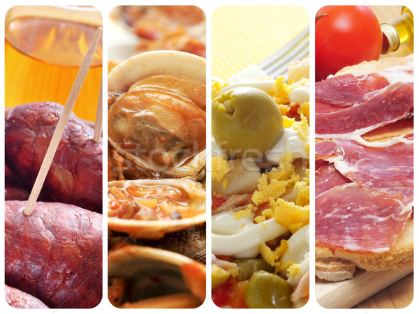 spanish tapas and dishes collage Stock photo © nito