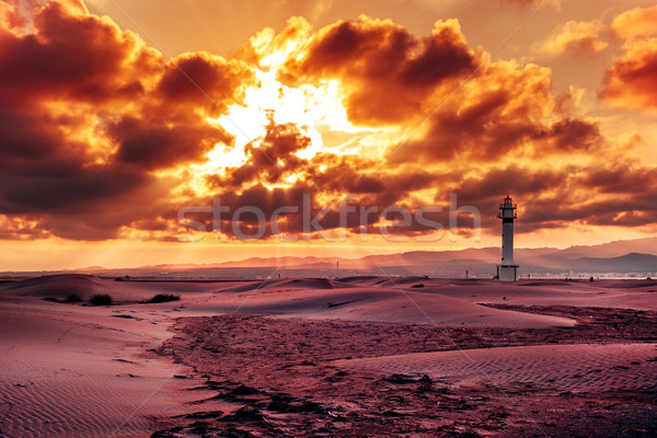 Leuchtturm delta Spanien Ansicht bewölkt Tag Stock foto © nito