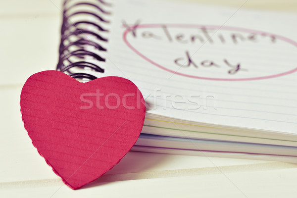 red heart and text valentines day in a notebook, filtered Stock photo © nito
