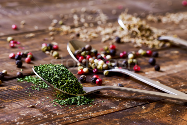 dried parsley, peppercorns and anise seeds Stock photo © nito