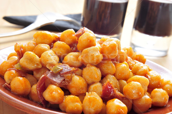 spanish garbanzos con jamon, chickpeas with serrano ham, served  Stock photo © nito
