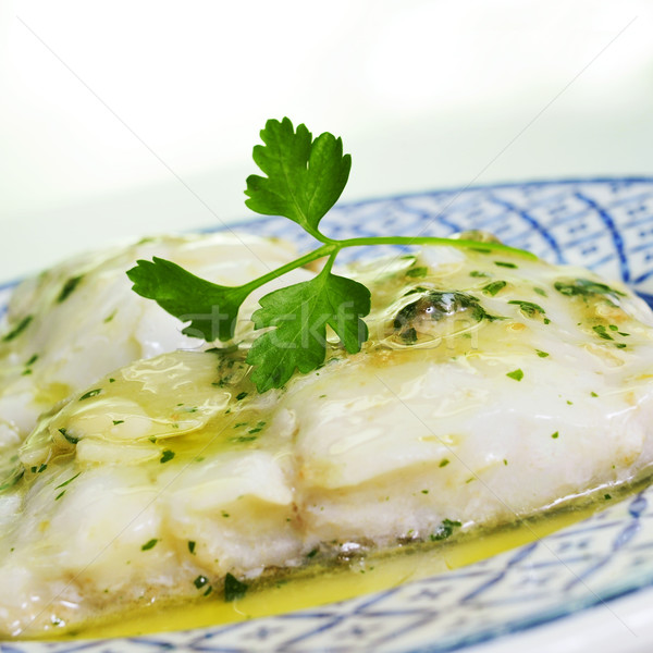 bacalao al pil-pil, a typical spanish recipe of codfish Stock photo © nito
