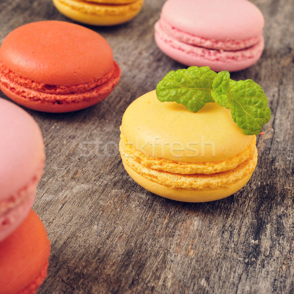 macarons of different colors and flavors Stock photo © nito