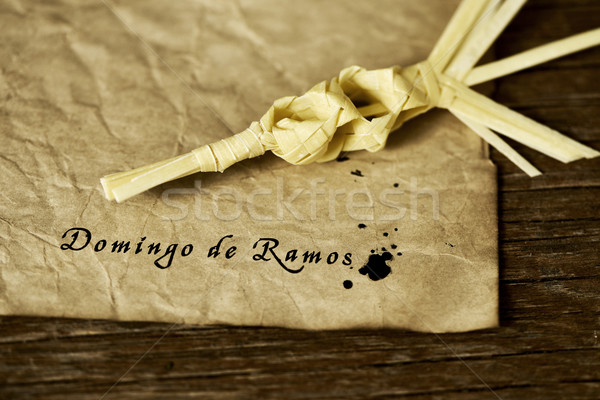 braided palm and text Domingo de Ramos, Palm Sunday in spanish Stock photo © nito