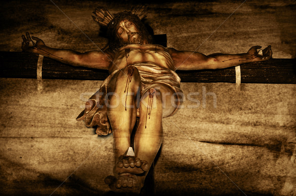 Jesus christ heilig Kreuz Jahrgang Krone Stock foto © nito
